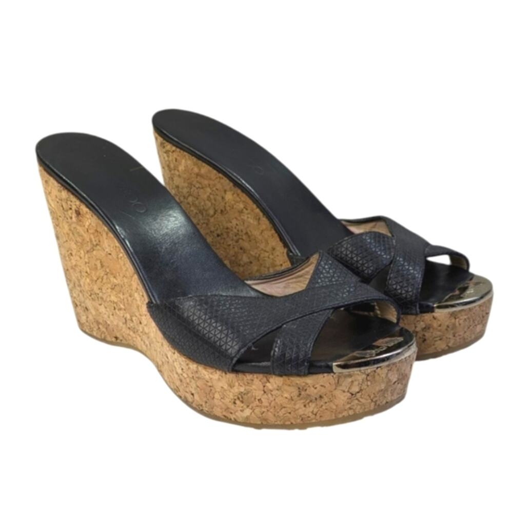 Jimmy Choo Perfume Cork Wedge Sandals $495 Size 40.5 US 10.5  S3653